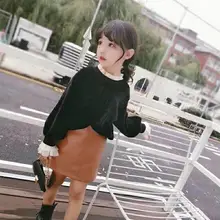 Новое поступление, осенняя модная юбка из искусственной кожи для девочек юбка для девочек