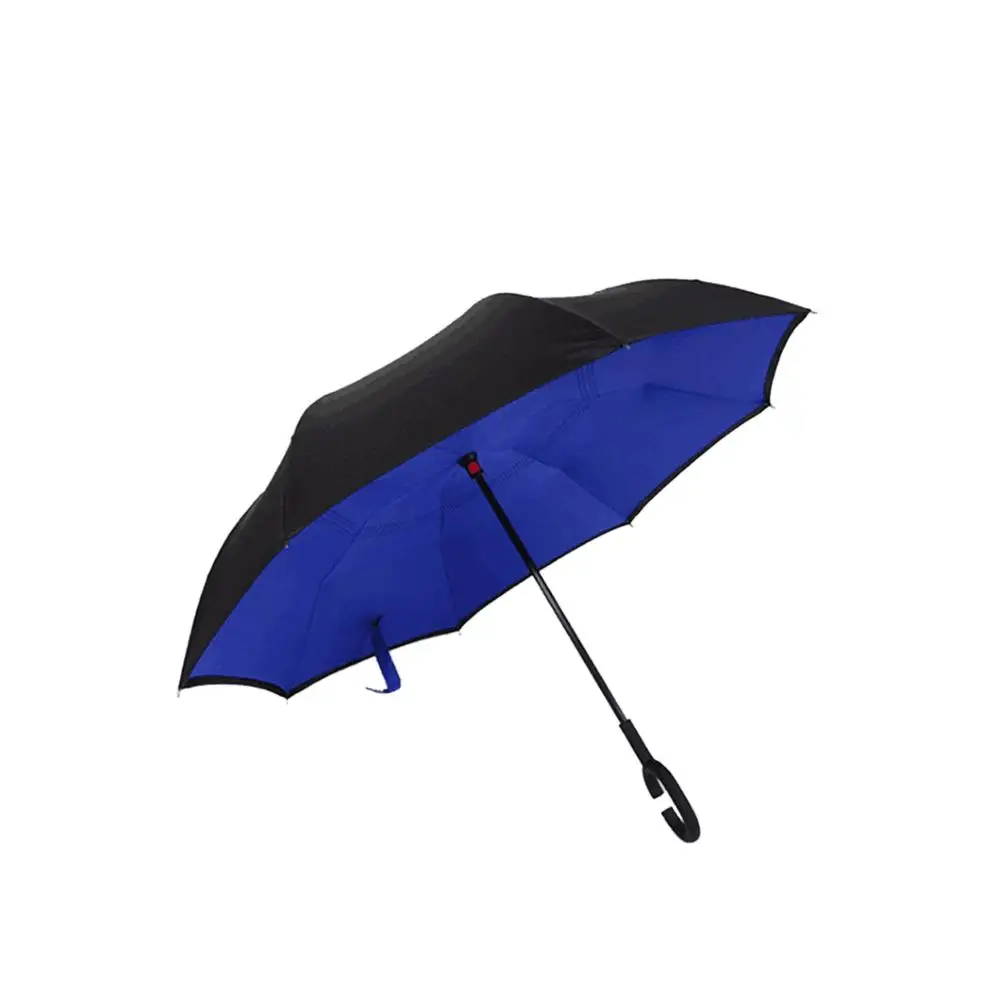 Двухслойный анти-складной зонт, зонт, ленивый, мужчины и женщины, зонт, брызгозащищенный, с ручкой, hands-free Автомобиль, прямой um - Цвет: Blue