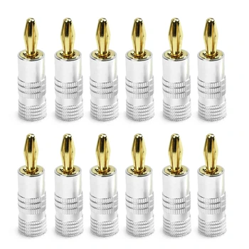 

New 12x Golden Nakamichi Speaker Banana Plug Connector Adapter