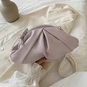 

Crossbody Bags For Women 2020 Pearl Design Small PU Leather Elegant Cloud Bag Shoulder Handbags Female Travel Cross Body Bag