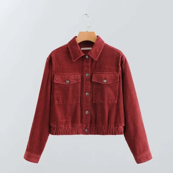 

2019 Autumn Coats And Jackets Women Clothes Long Sleeve Lapel Coat Casual Fashion Corduroy Solid Color Jacket Streetwear