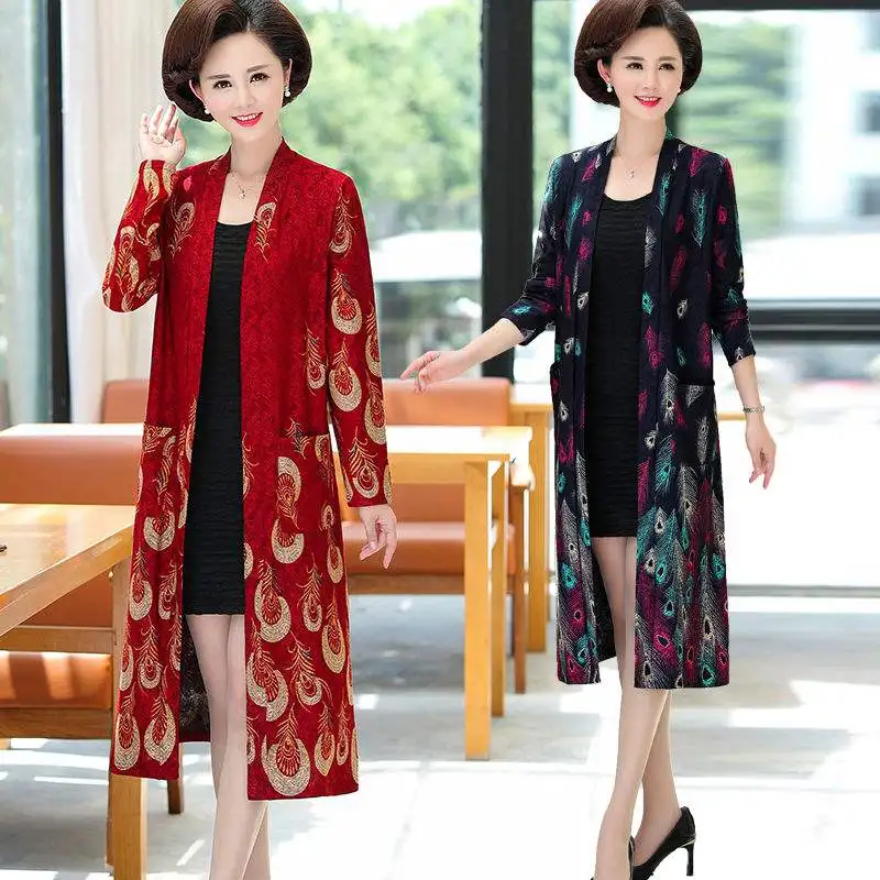 

New Plus Size 5XL Floral Printed Women Cardigan Sweater 2020 Spring Autumn Vintage Knitted Sweater Female Thick Coat S-5XL