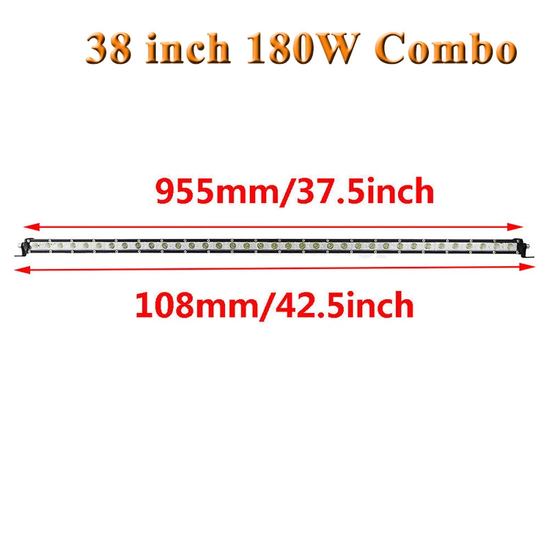 " 13" 2" 25" 3" 38" дюймов Тонкая Светодиодная панель для внедорожного вождения Однорядный светильник для грузовика трактора лодки 4x4 4WD 120 Вт 150 Вт 180 Вт - Цвет: 38inch Combo Beam