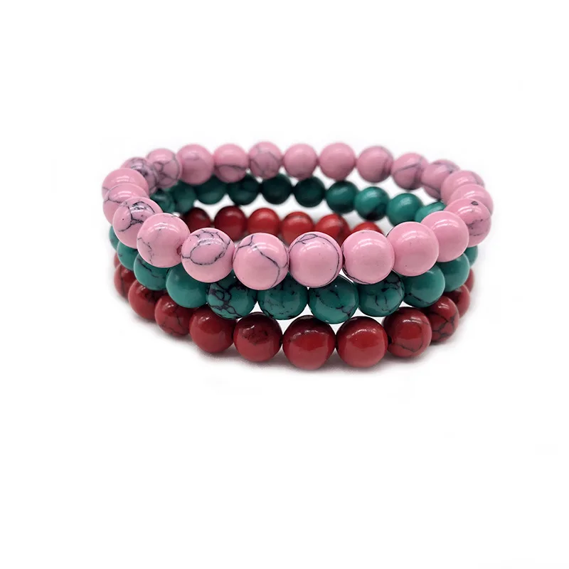 8mm Charm Natural Stone Beads Turquois White Pink Red Howlite Bracelet for Men &amp Women Jewelry Wristband Gift | Украшения и