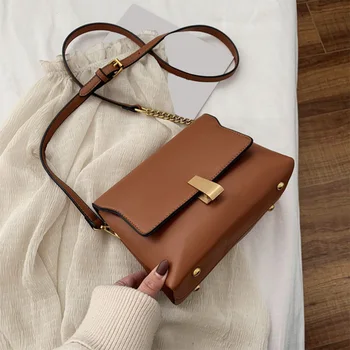 

Simple Chain Crossbody Bags For Women High Quality Pu Leather OL Messenger Shoulder Bag Casual Female Handbag Tote Designer 2020