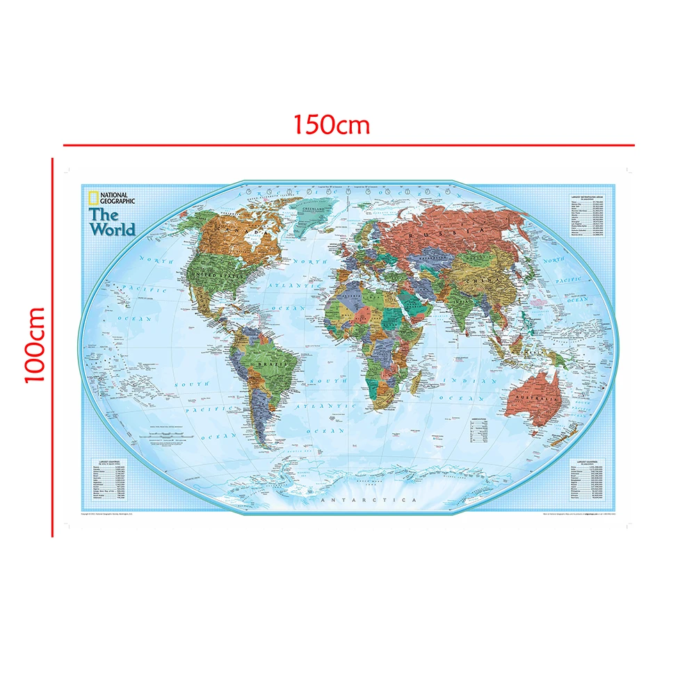 150x100 см карта мира Нетканая водонепроницаемая карта без национального флага для начинающих
