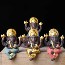 

Ceramic India Elephant God Figurines Ganesha Home Decor Purple sand Buddha Statues buda Decoration landscape Garden decors
