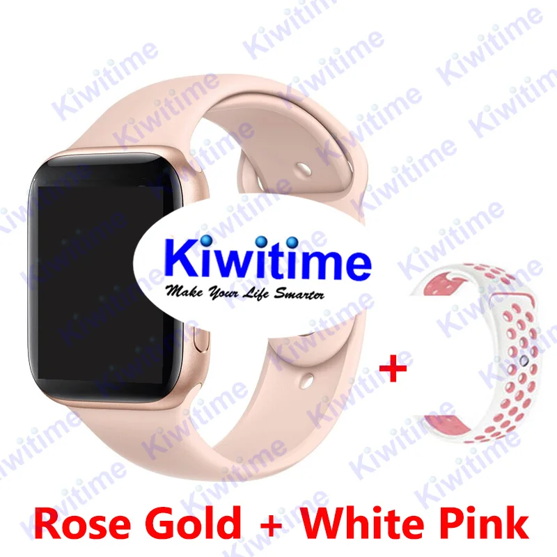 KIWITIME IWO 11 gps Bluetooth умные часы 1:1 Смарт часы 44 мм чехол для Apple iOS Android сердечного ритма кровяное давление IWO 10 Обновление - Цвет: RGold n White Pink