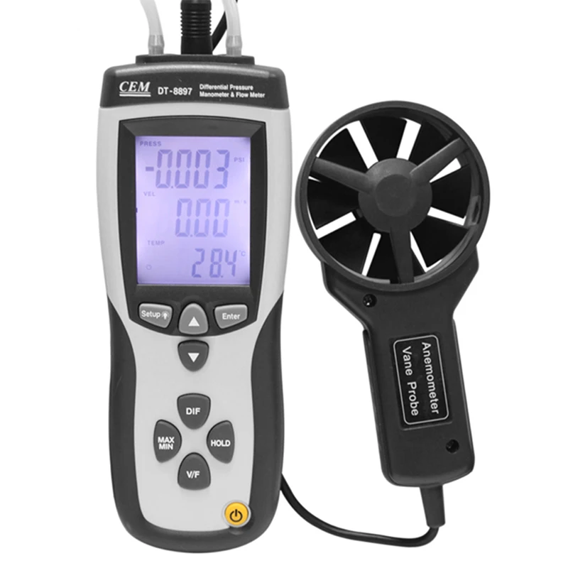 

CEM Multipurpose Anemometer Digital Anemometer LCD Wind Speed Temperature Humidity Meter with Hygrometer Thermometer DT-8897