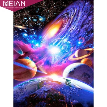

2020 MEIAN Universe Diamond Painting Full Round Scenery Diamond Embroidery Planet Cross Stitch Rhinestones Kit Gift
