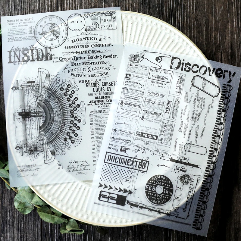 

8Sheets/Bag A5 Black White Vintage Vellum Paper Stickers for Scrapbooking DIY Craft Card Making Journal Project