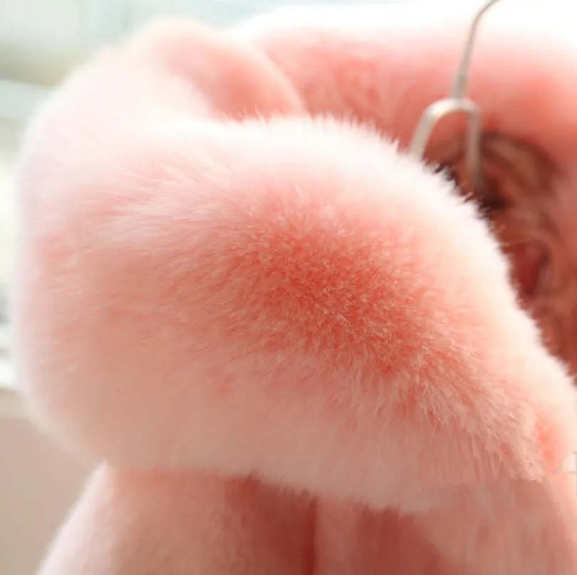 Зимние Детские пальто из искусственного меха; пальто с капюшоном из искусственного лисьего меха для девочек; плотная теплая верхняя одежда; хлопковое пальто; детские куртки Modis; Y2408 - Цвет: pink