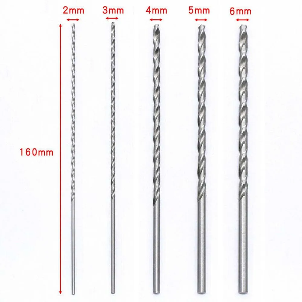 5Pcs 160mm 2/3/4/5/6mm High Speed Steel Extra Long Drill Bit Set Metal