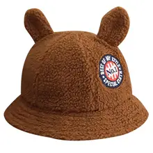 Детское ведро, модная шапка с милыми ушами, утолщенная флисовая зимняя теплая шапка, шапка-ведро, аксессуары для улицы