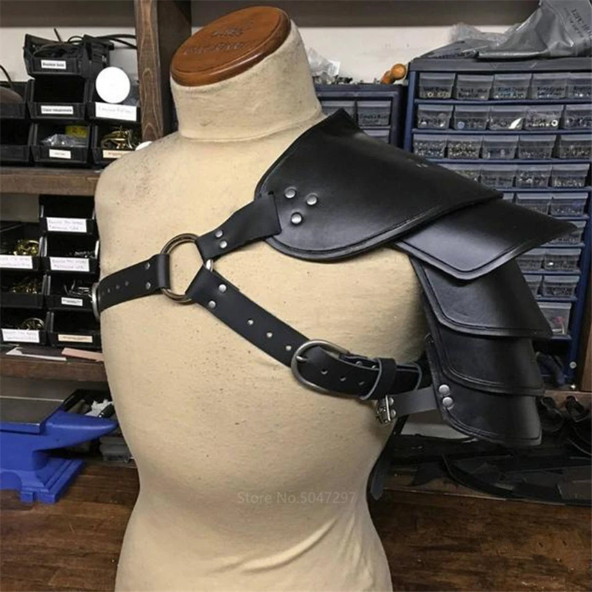 

Men Halloween Carnival Party Medieval Cosplay Costume Viking Pirate Knight PU Armors Chest Harness Gothic Shoulder Protection