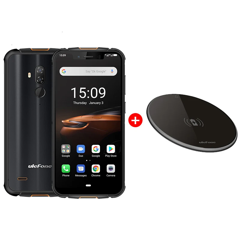 Ulefone бронированный 5S NFC IP68 водонепроницаемый мобильный телефон Android 9,0 4 Гб+ 64 Гб MT6763 Otca-core Беспроводная зарядка 4G LTE прочный смартфон - Цвет: Black Add UF002