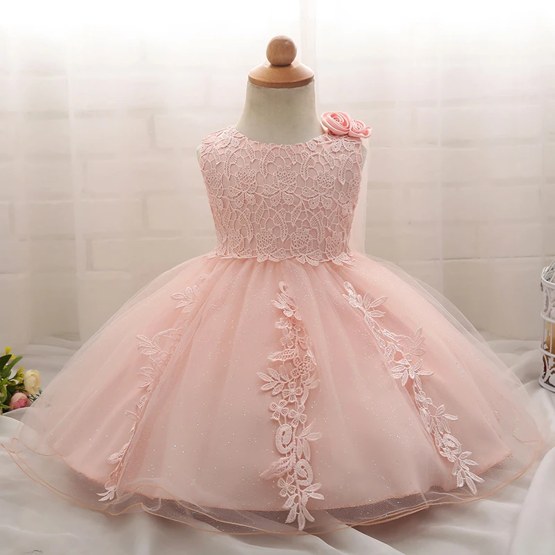5 Pink Кружевное платье с цветочным узором для новорожденных девочек платье для первого дня рождения, платье для крещения, свадебное платье принцессы, костюм-пачка наряд для официальных торжеств - Цвет: 5 Pink