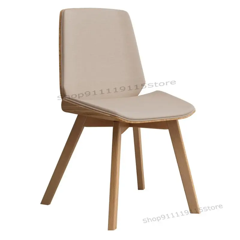 Customized Nordic Solid Wood Dining Chair Simple Cloth Back Stool Household Desk Leather Leisure Milk Tea Coffee Shop Chai |