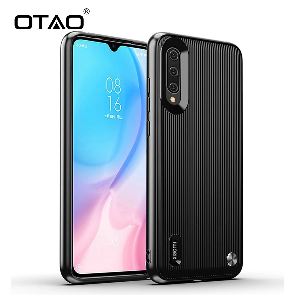 OTAO TPU Stripe Soft Case For Xiaomi Mi 9 CC9 A3 Lite Carbon Fiber Pattern CC9e Solid Color Full Cover Coque |