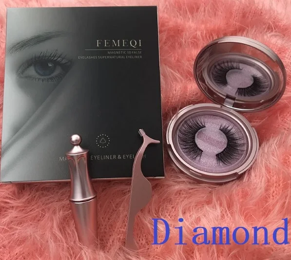 FEMEQI магнитные ресницы, магнитная жидкая подводка для глаз и магнитные накладные ресницы и пинцет, набор магнитных подводок для глаз и ресниц - Цвет: Diamond