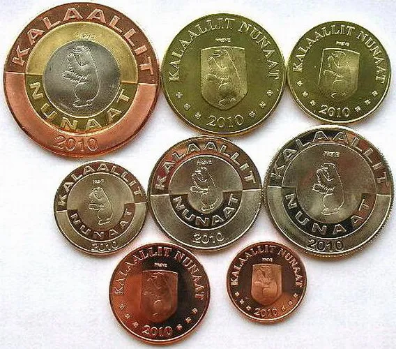 8 шт Гренландские острова(Дания), животные, 2010 год, монеты, подарок, не распространяется