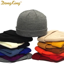 DongKing Новые Вязаные Шапочки ребристый трикотажный с манжетами короткие дыни кепки Docker Beanie шапка с черепом Ретро зимняя шапка унисекс Зимние шапки