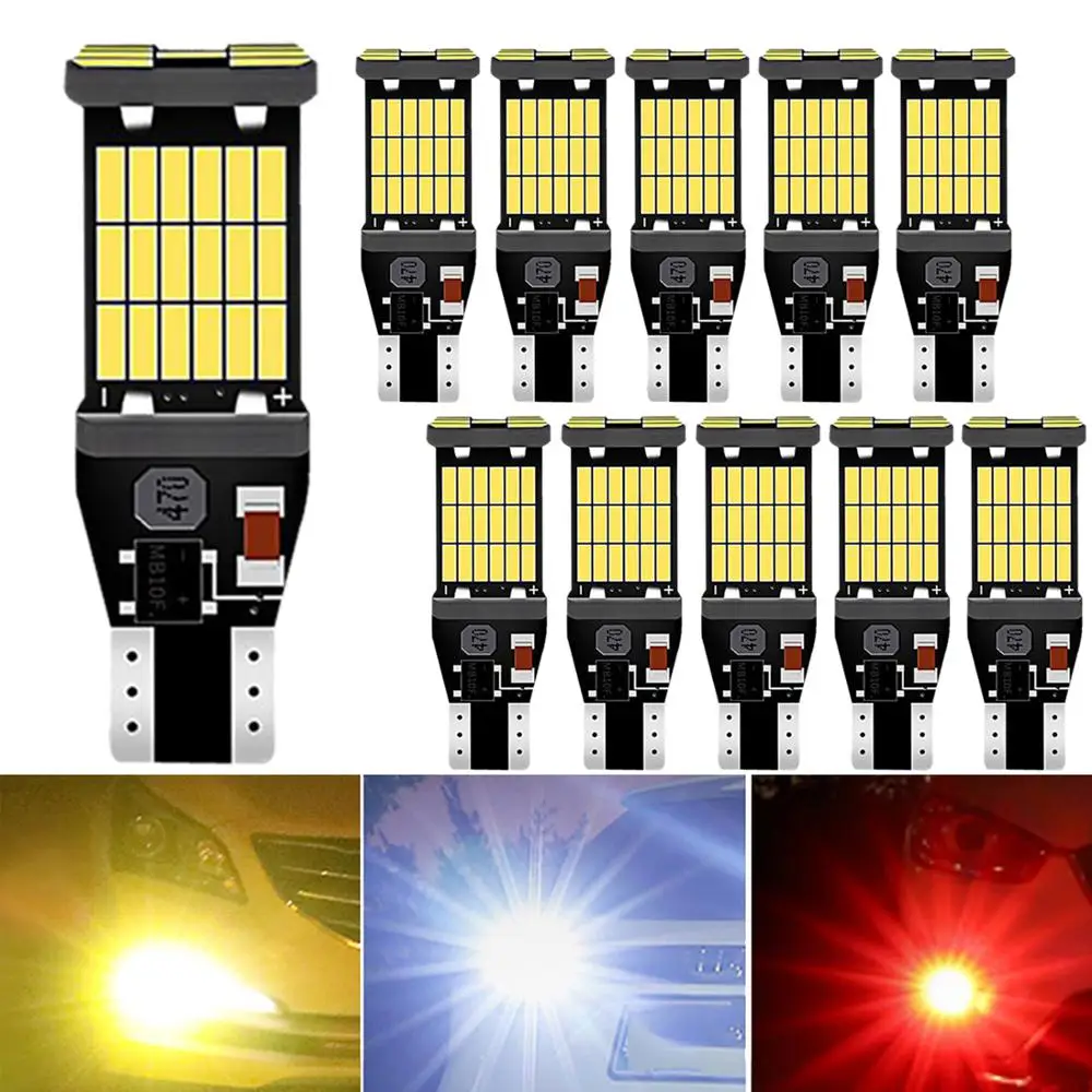 

10Pcs T15 T16 LED W16W Canbus Bulbs No Error Car Reverse Backup Light For Kia Rio 2 3 K2 K3 Armrest Optima Ceed Sorento Cerato