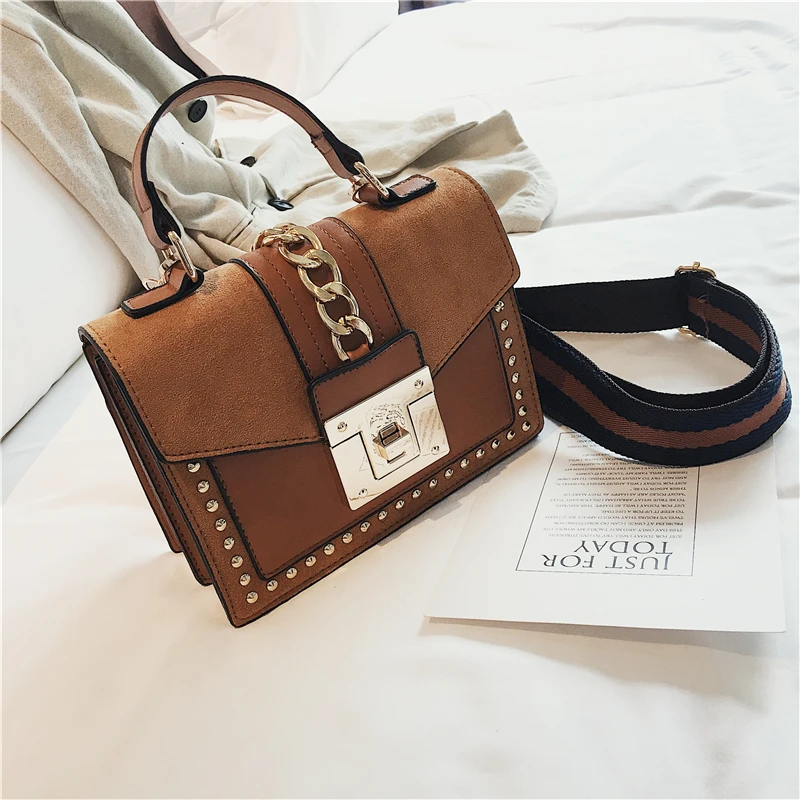 Ручные сумки через плечо для женщин высокое качество змеиная зернистая кожаная сумка модная дамская сумка на плечо с заклепками сумка-мессенджер - Цвет: Brown -29