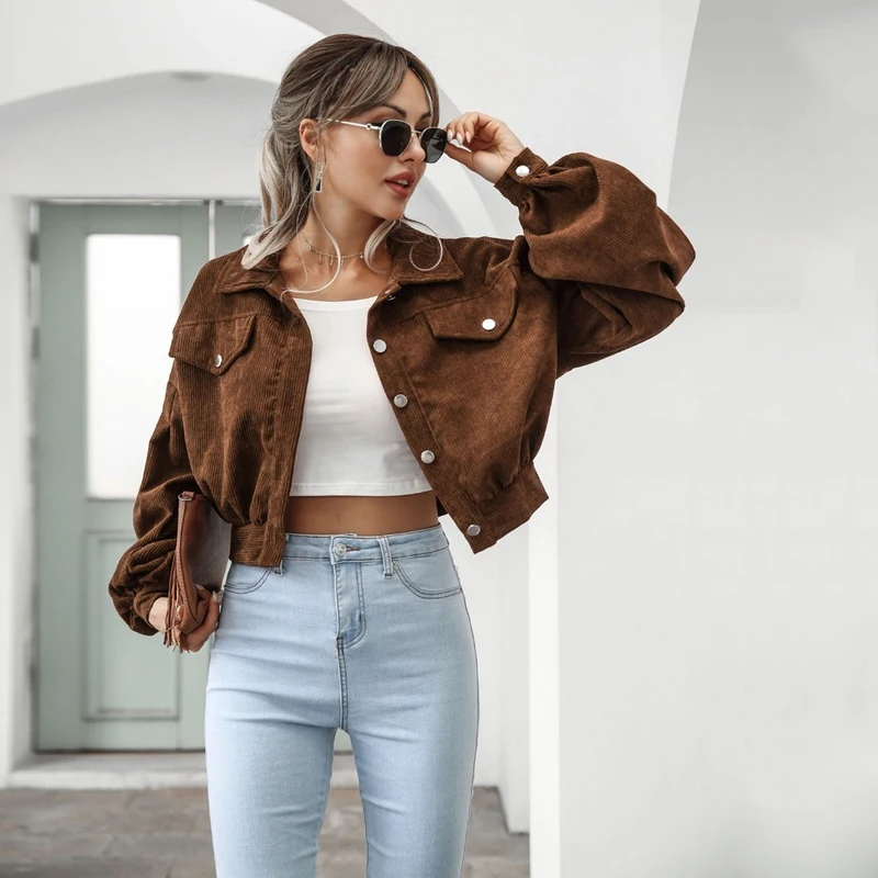 Vintage Corduroy Coat Women Jacket 