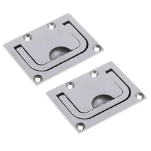 2шт Морской 316 нержавеющей стали флеш подъемное дверное кольцо, прямоугольное, 2,98x2,2 дюймов