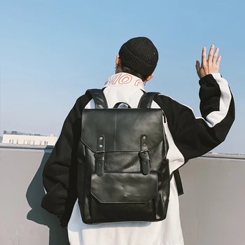 

Fashion Casual College Wind Student Bag Bag Retro Flip Leather Shoulder Bag Male Ladies Outdoor Backpack Travel Backpack