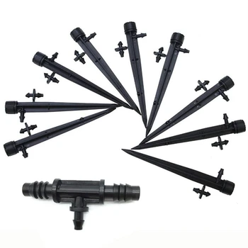 

10 Pcs Tee Connector Use in The 8/11Mm Tube Change & 60 Pack Adjustable Irrigation Drippers for 4/7 MM Tube