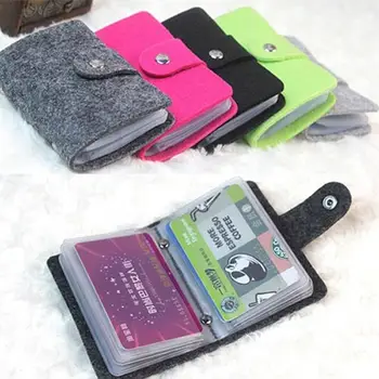 

Free Shipping New Fashion 24 Bits Useful Business Felt Credit Card Holder Buckle Cards Holders Organizer Manager For Women