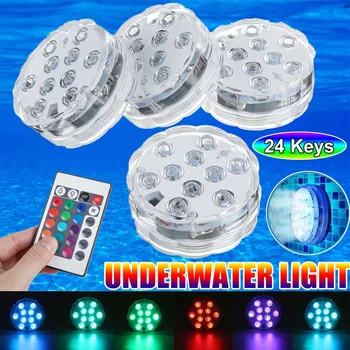 

RGB Submersible Light Battery Operated Remote Control Night Light IP68 Underwater Lamp Vase Bowl Outdoor Garden Party Decoration