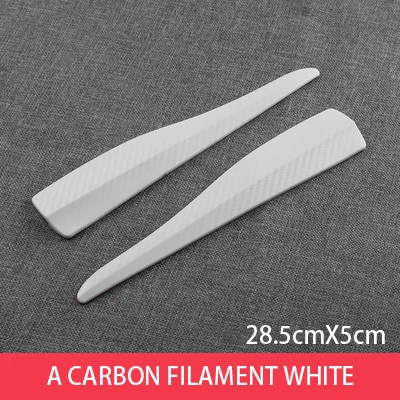 2pcs Car Front Rear Bumper Protector Guard Strip Rubber Scratch Sticker Black White Carbon Universal Adhesive Auto Lip Splitter - Цвет: A Carbon Fiber White