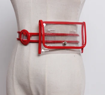 

ew Waist Bag Causual PVC Transparent Genuine leather Fanny Pack Femal Belt Phone Pouch Small Chest Pack Bags Vintage Women Belt