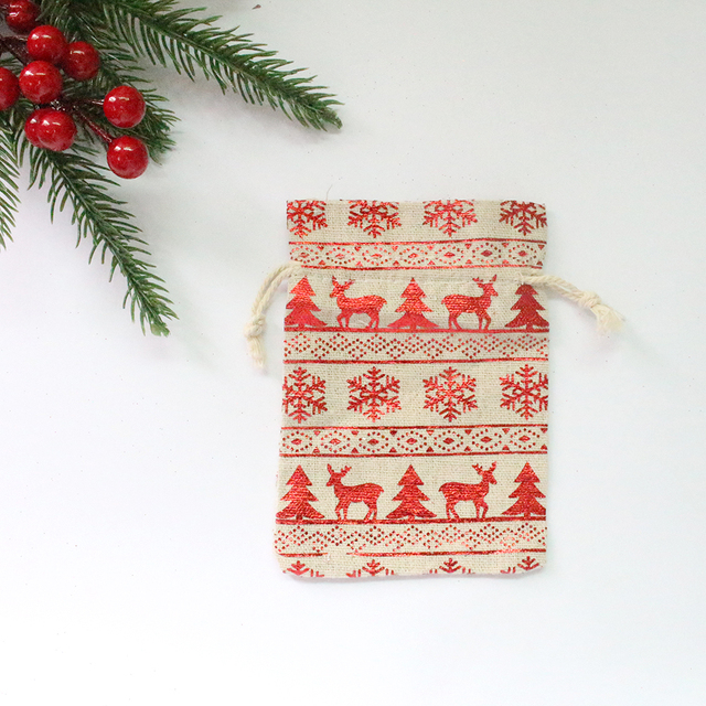 Bird New Year Bag Jewelry Sachet Packing Organizer Christmas Pouches 10Pcs/Lot Santa Gift Drawstring Bag Can Print Logo