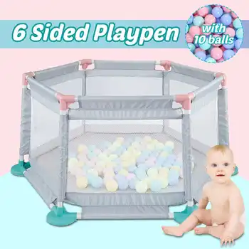 

Baby Playpen Portable Fencing For Children Folding 6/8 Sides Panel Safety Fence Barriers with 10/50 balls Fence Guard Barriers
