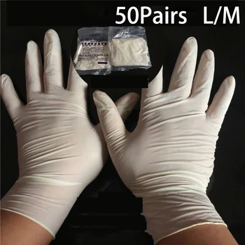 

50pairs 100pcs Gloves Latex Rubber Thick Protective Safety Work Glove Brand New One Time Use High Quality