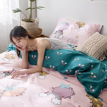 

A Variety Of Color Cartoon Patterns 100% Cotton Milk Down In Winter Thick Warm Three-Piece Bedding Comfortable Feel Easy Soft