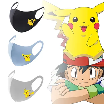 

Pikachu Face Mask Cartoon Printed Viscose Fiber Dust-Proof Breathable Mask Anti-haze Adult Mask Pokemon Face Mouth Mask Gift