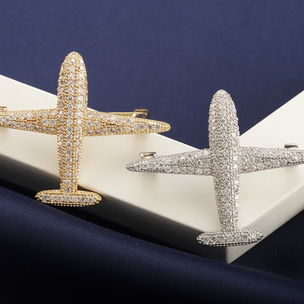 Fashion Airplane Brooch Shiny Luxury Team Logo Corsage Popular Group Gift for Women Luxury Designer Suit Pin