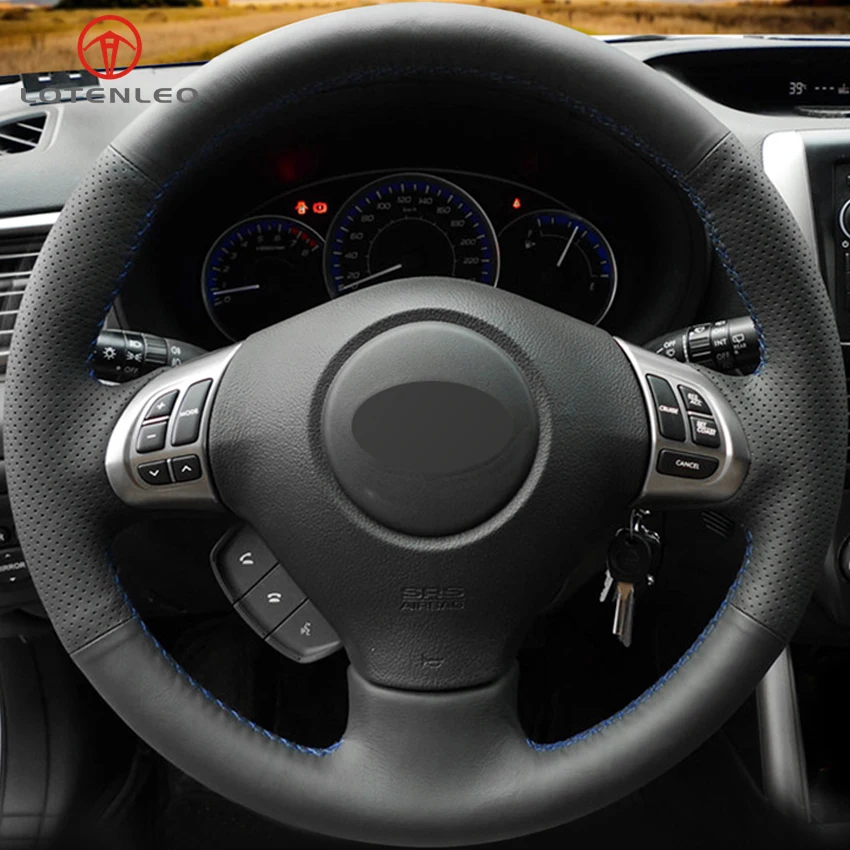LQTENLEO черный чехол рулевого колеса автомобиля из натуральной кожи для Subaru Forester 2008