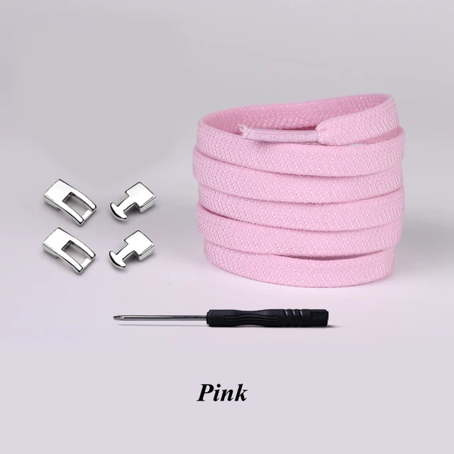 Elastic Cross buckle ShoeLaces New 1 Second Quick No Tie Shoe laces Kids Adult Unisex Sneakers Shoelace Lazy Laces Strings Pink