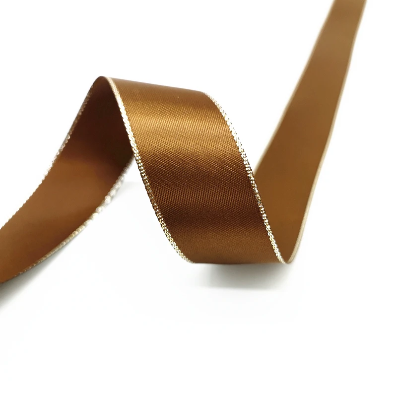 High-Quality Silver Metallic Edge Polyester Satin Ribbon for Gift Wrapping and Wedding Decoration, 5 Yards