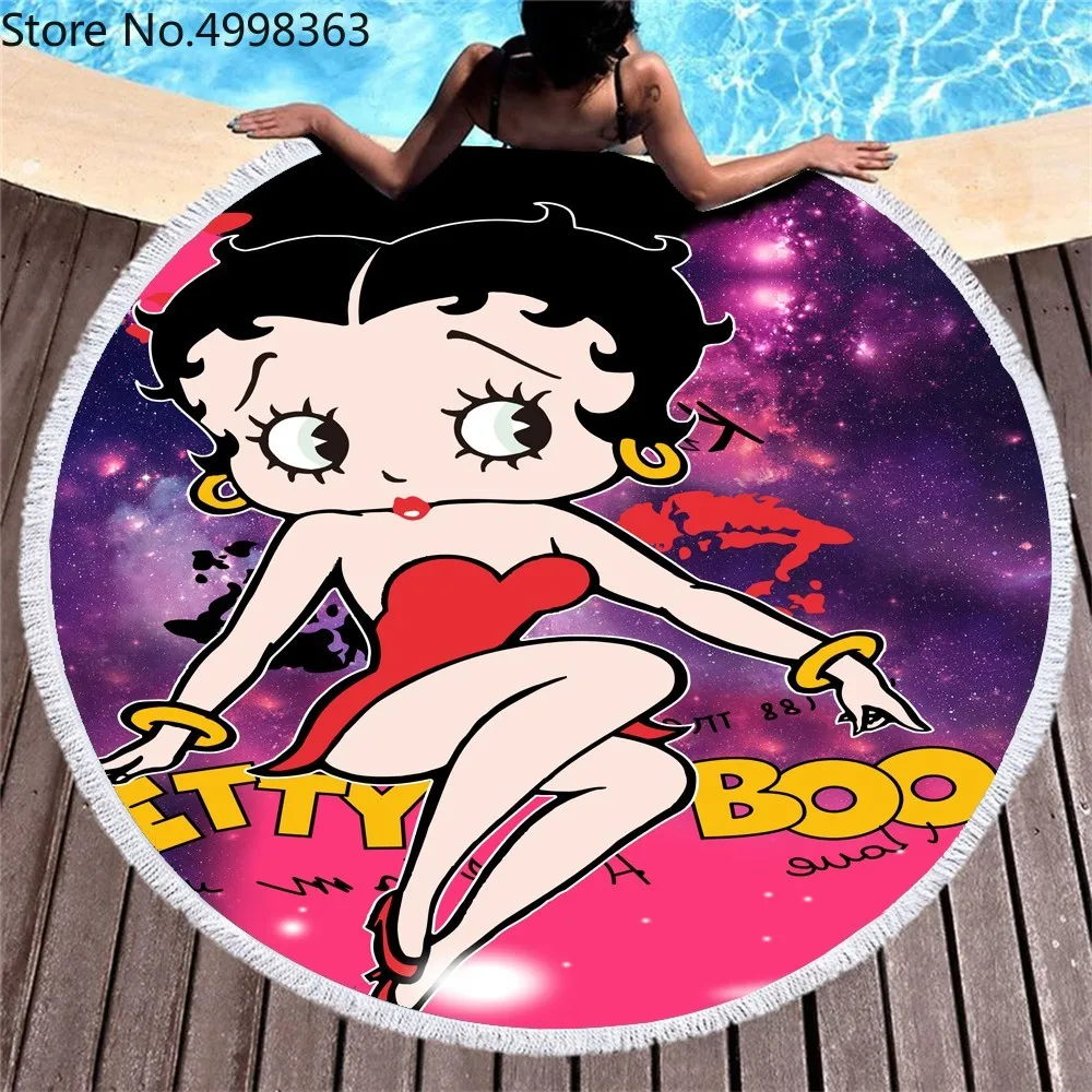 Пользовательские Betty Boop Galaxy Love мультфильм круглый пляжное полотенце для детей
