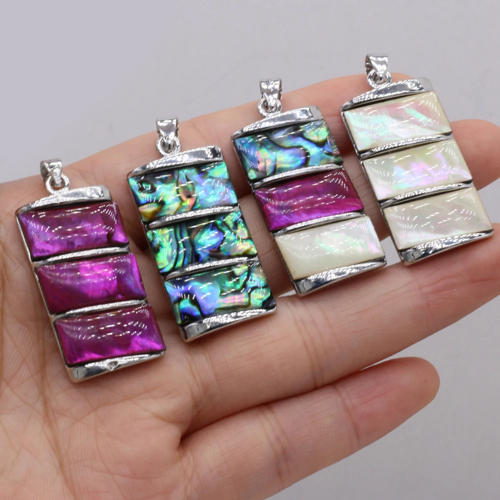 High Quality Natural White Shell Abalone Rectangular Pendant Charms for Jewelry Making DIY Necklace Accessorie 18x35mm 1PC | Украшения и