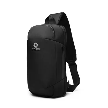 

USB Charging Men Messenger Bag Oxford Chest Packs Waterproof Crossbody Bags for Men Shoulder Bag for 10.5" Ipad Multifunction