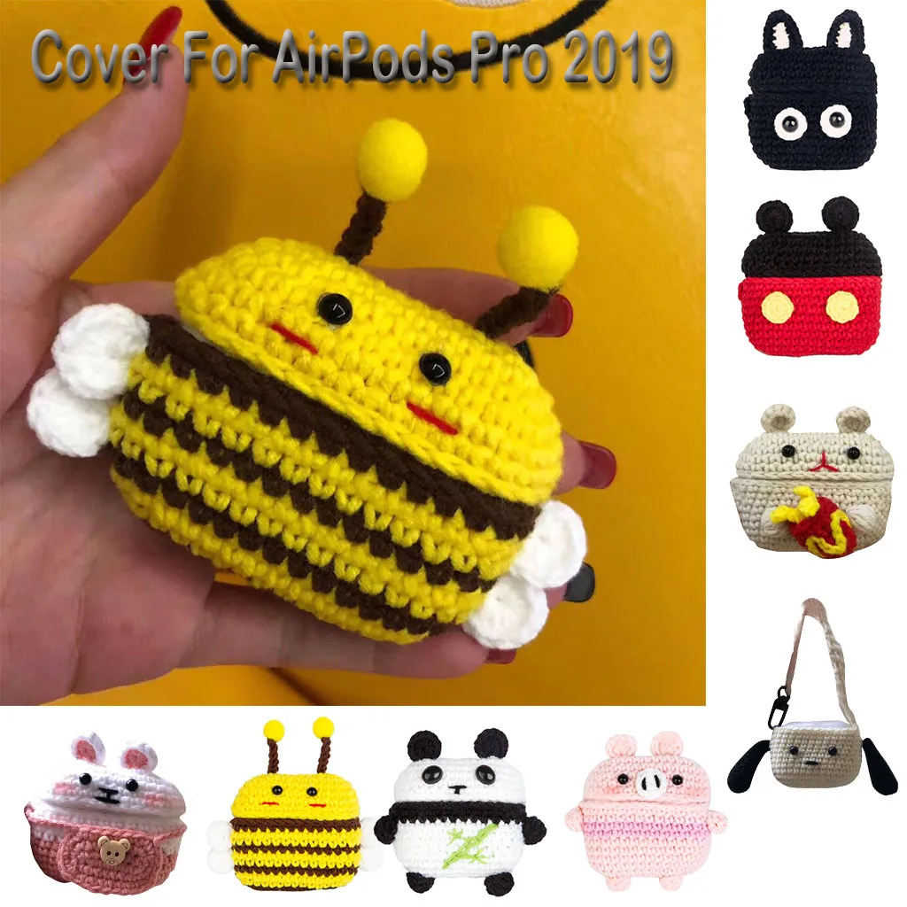 For AirPods Pro 2019 Case Knitted Lovely plush Anti-lost Protective Skin Cover For Air-Pods 3 Airpods Accessories 2019 1104#C
