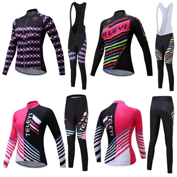 

Long Sleeve Women Cycling Jersey Autumn/Spring Quick Dry Bike Clothing Female Bib Pants Set 2020 Pro Team Cycling Clothes Kits